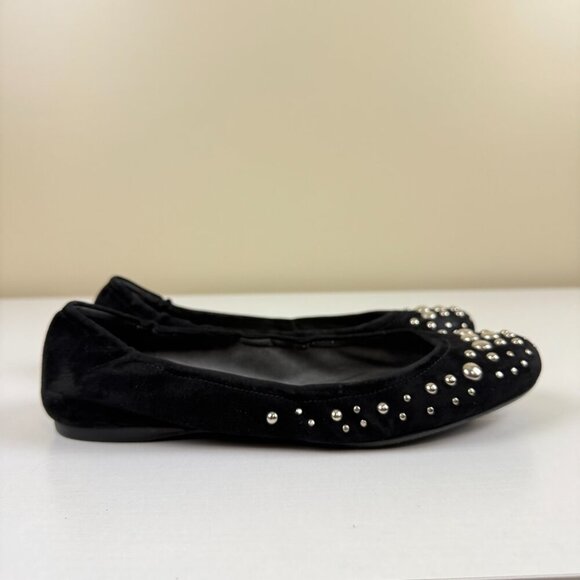 EUC Stuart Weitzman Black Suede Ballet Flats Studded - Picture 3 of 10